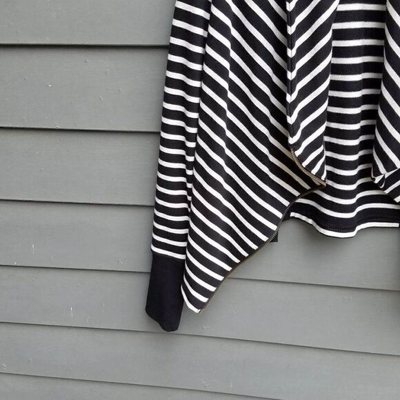 Caslon (Nordstrom) Black/White Striped Sweater/Sweatshirt/MOTO Jacket Size Small - Picture 7 of 13